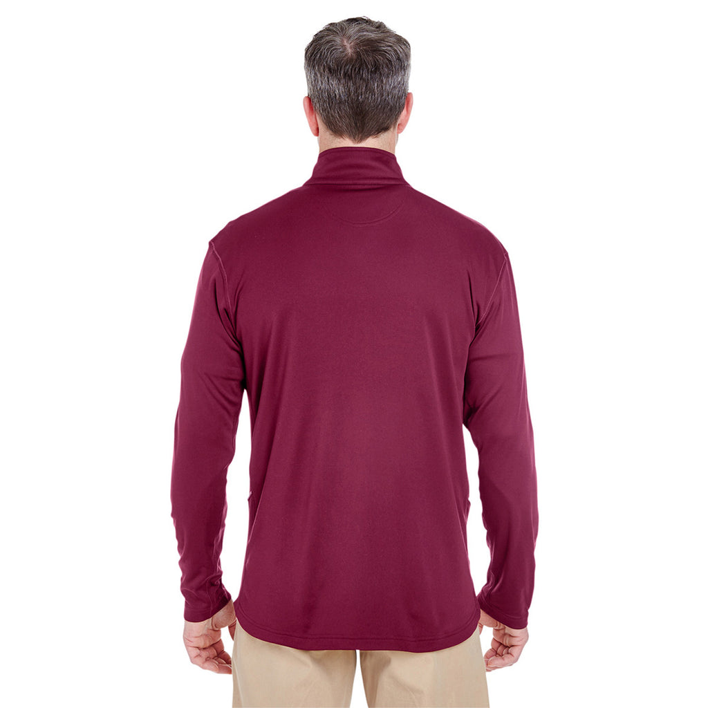 UltraClub Men's Maroon Cool & Dry Sport Quarter-Zip Pullover