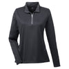 UltraClub Women's Black Cool & Dry Sport Quarter-Zip Pullover