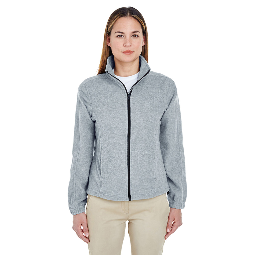 UltraClub Women's Grey Heather Iceberg Fleece Full-Zip Jacket