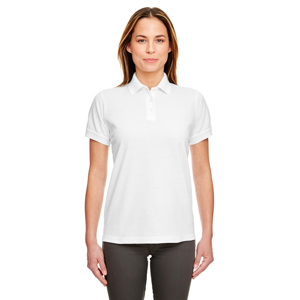 UltraClub Women's White Classic Pique Polo