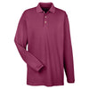 UltraClub Men's Burgundy Long-Sleeve Classic Pique Polo