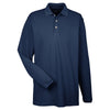 UltraClub Men's Navy Long-Sleeve Classic Pique Polo