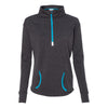 J. America Women's Onyx Fleck/Electric Blue Cosmic Fleece Quarter-Zip Pullover