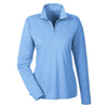 UltraClub Women's Columbia Blue Heather Cool & Dry Heathered Performance Quarter-Zip