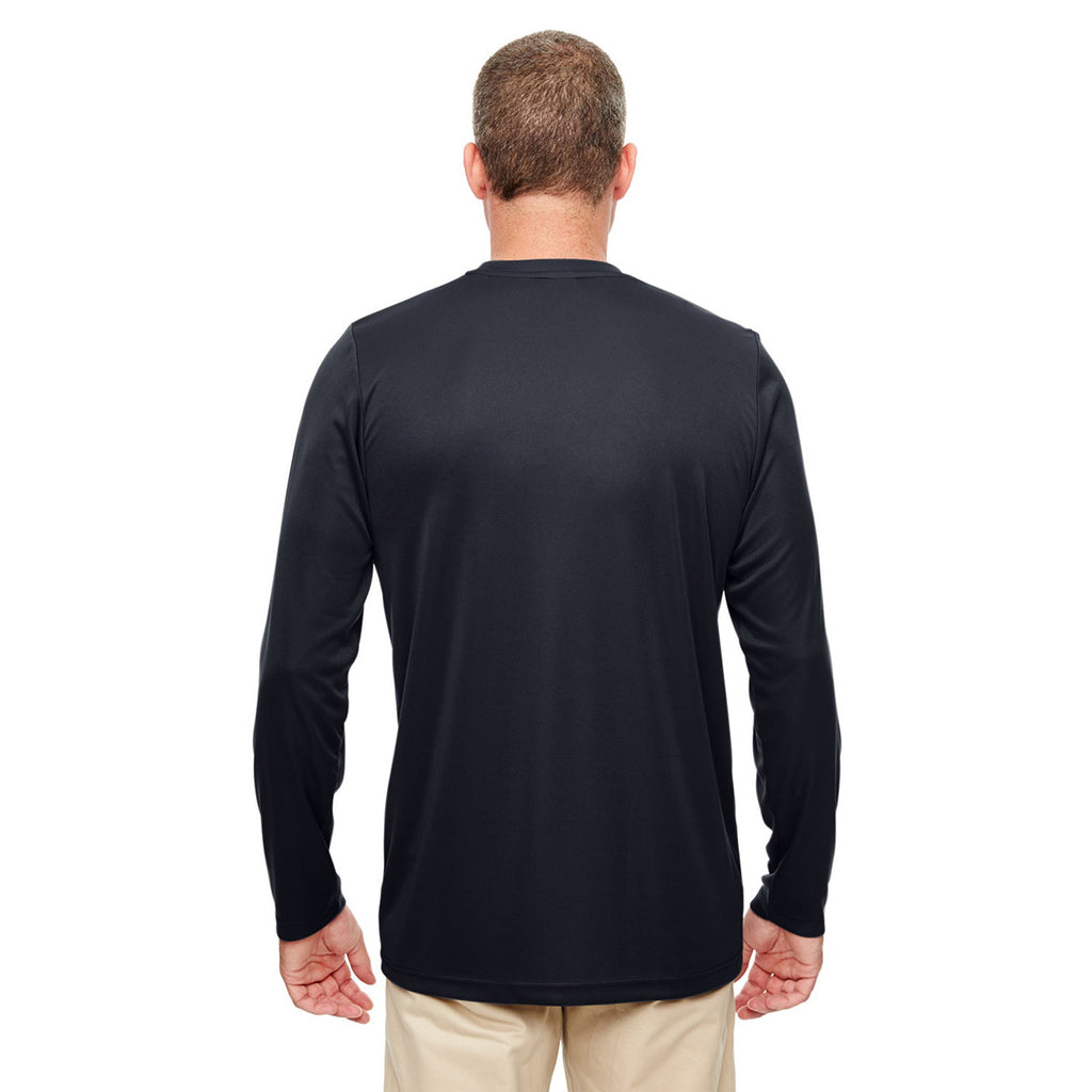 UltraClub Men's Black Cool & Dry Performance Long-Sleeve Top