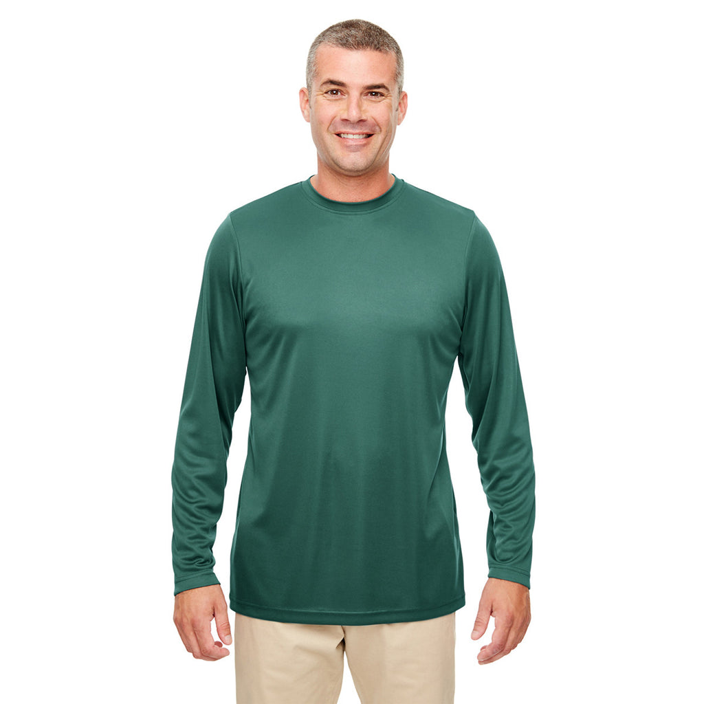 UltraClub Men's Forest Green Cool & Dry Performance Long-Sleeve Top