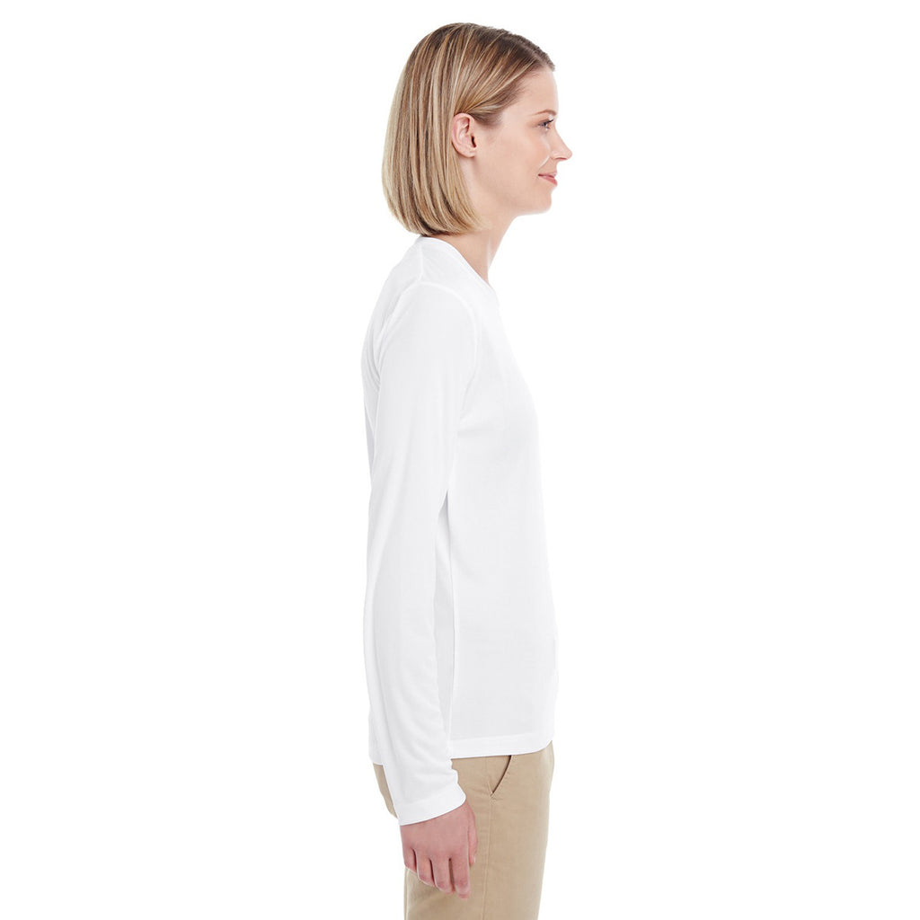 UltraClub Women's White Cool & Dry Performance Long-Sleeve Top