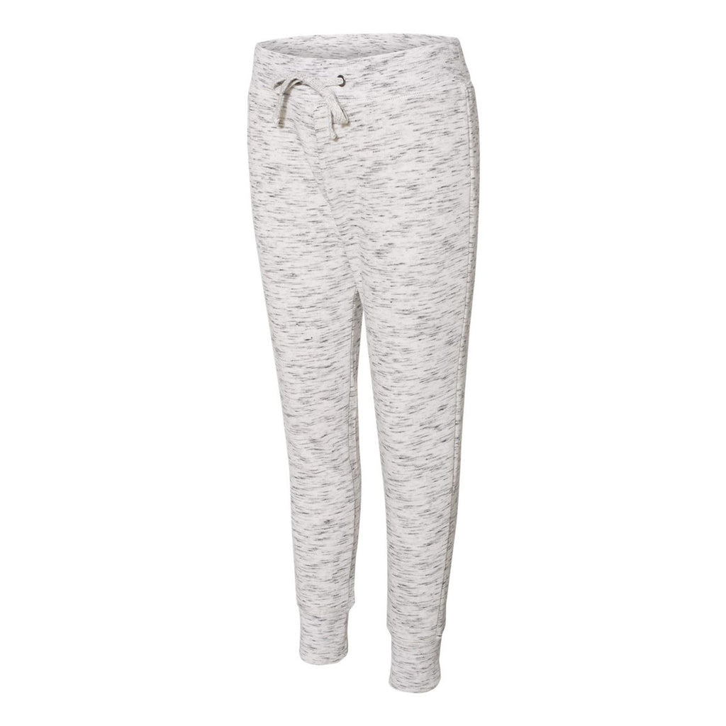 J. America Women's White Melange Fleece Jogger Pants