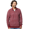 J. America Men's Burgundy Speck Aspen Fleece Quarter Zip