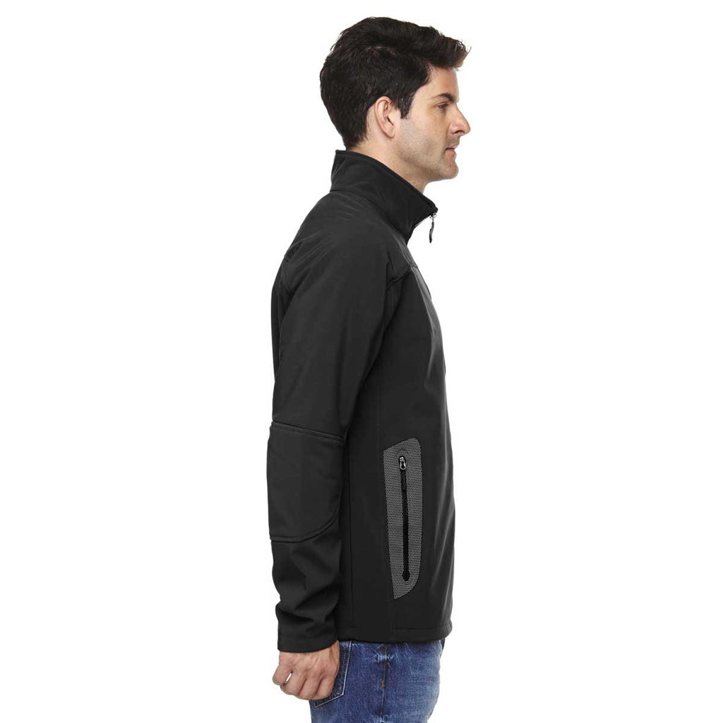 North End Men's Black Three-Layer Fleece Technical Jacket