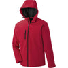 North End Men's Molten Red Prospect Two-Layer Fleece Bonded Soft Shell Hooded Jacket