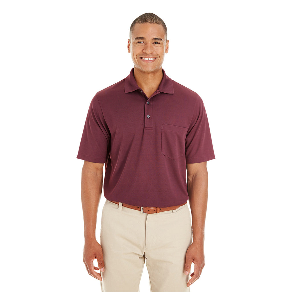 Core 365 Men's Burgundy Origin Performance Pique Polo with Pocket