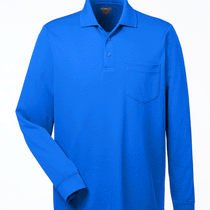 Core 365 Men's True Royal Pinnacle Performance Pique Long-Sleeve Polo with Pocket
