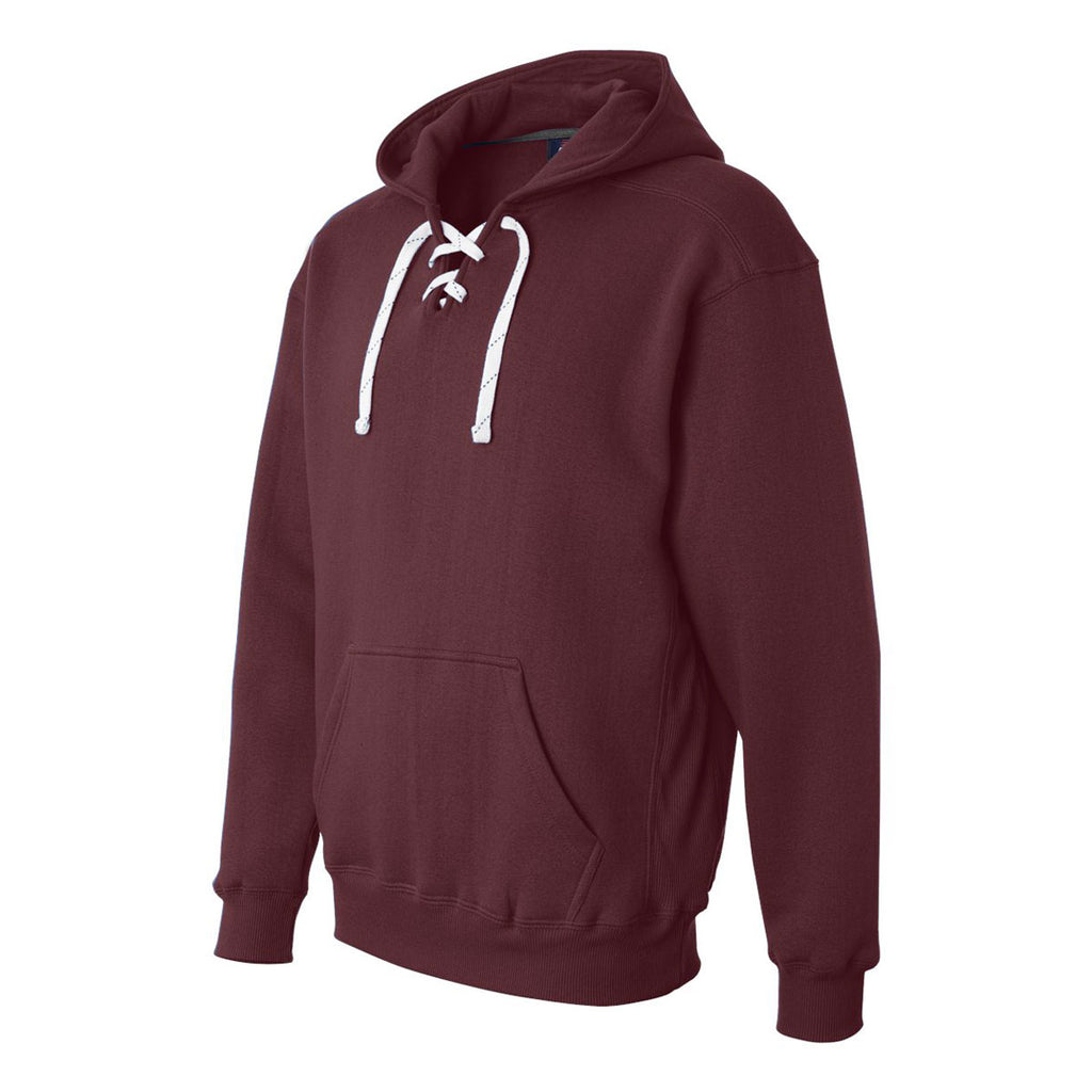 J. America Men's Maroon Sport Lace Hooded Sweatshirt