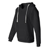 J. America Women's Black Sueded V-Neck Hooded Sweatshirt