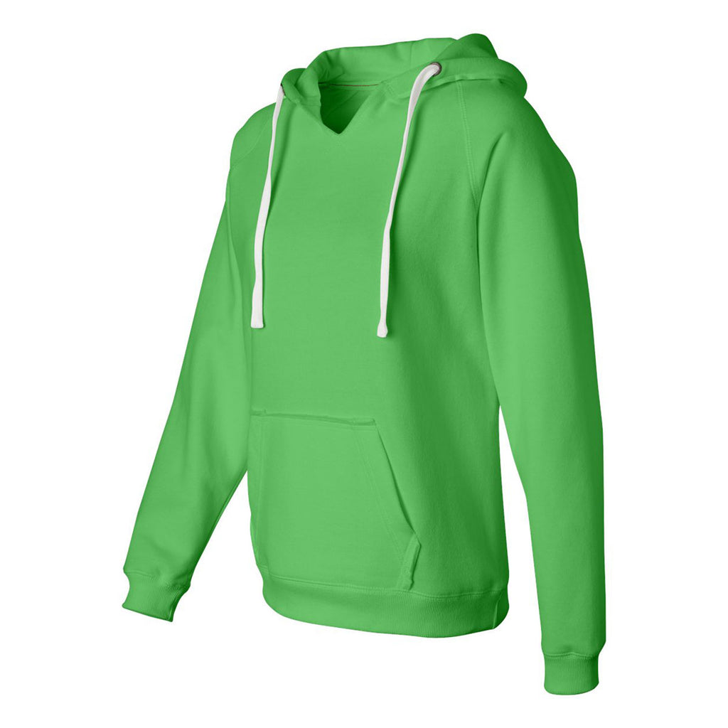 J. America Women's Lime Sueded V-Neck Hooded Sweatshirt