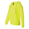 J. America Women's Neon Yellow Sueded V-Neck Hooded Sweatshirt