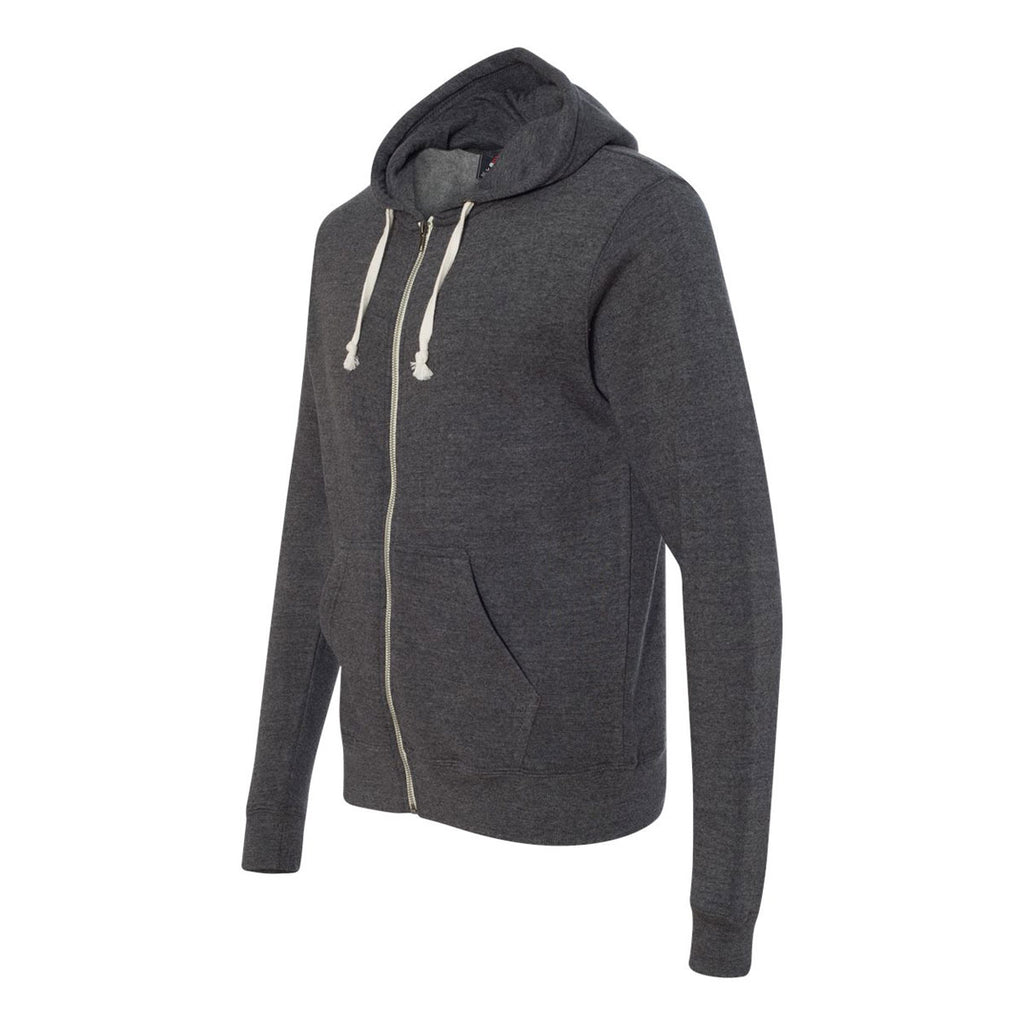 J. America Men's Black Triblend Triblend Hooded Full-Zip Sweatshirt