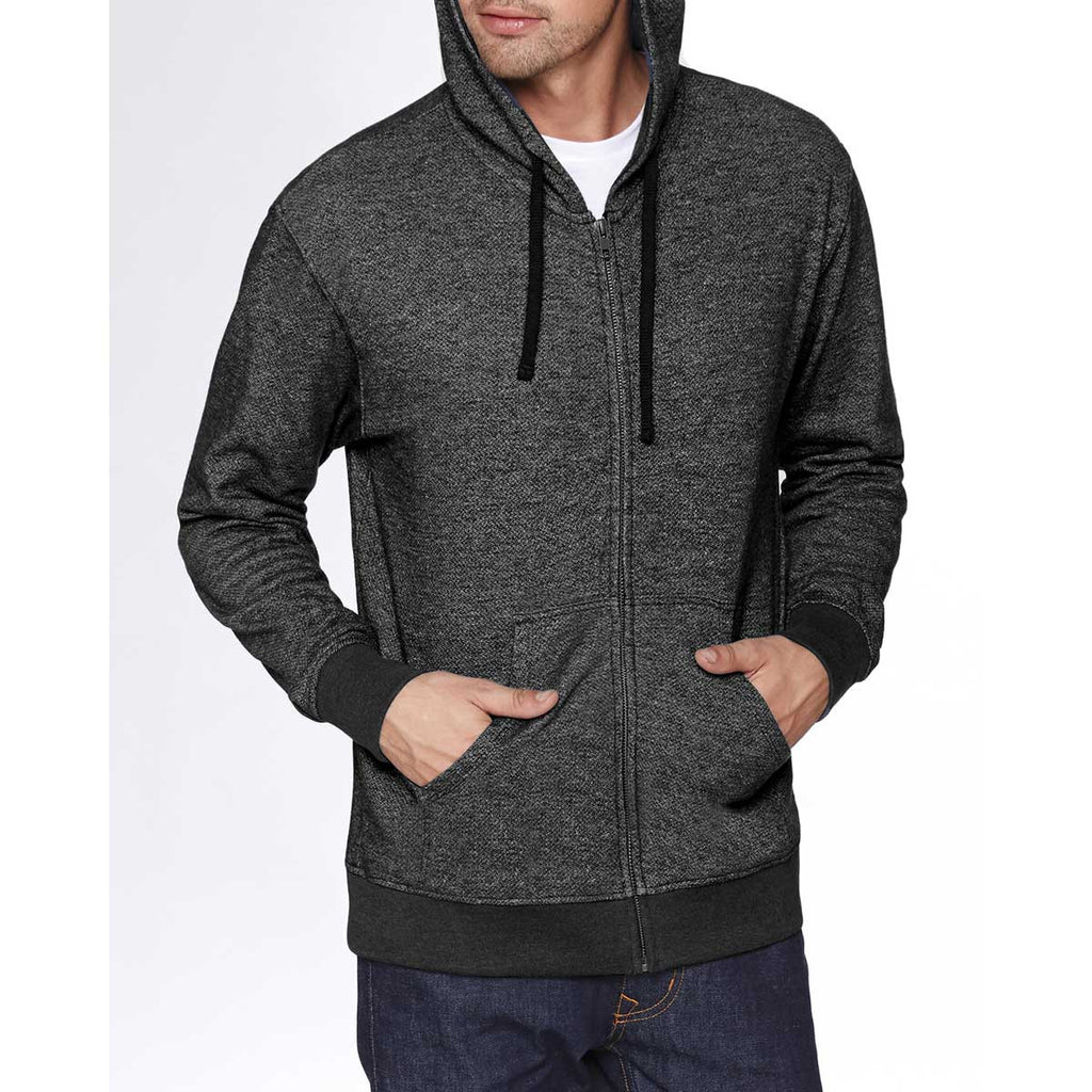 Next Level Unisex Black Denim Fleece Full-Zip Hoodie