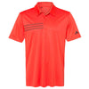 adidas Men's Blaze Orange/Black 3 Stripe Chest Polo