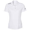 adidas Women's White/Black 3 Stripe Shoulder Sport Polo