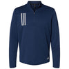 adidas Men's Team Navy Blue/Grey Two 3-Stripes Double Knit Quarter-Zip Pullover