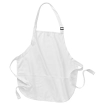 Port Authority White Medium Length Apron with Pouch Pockets