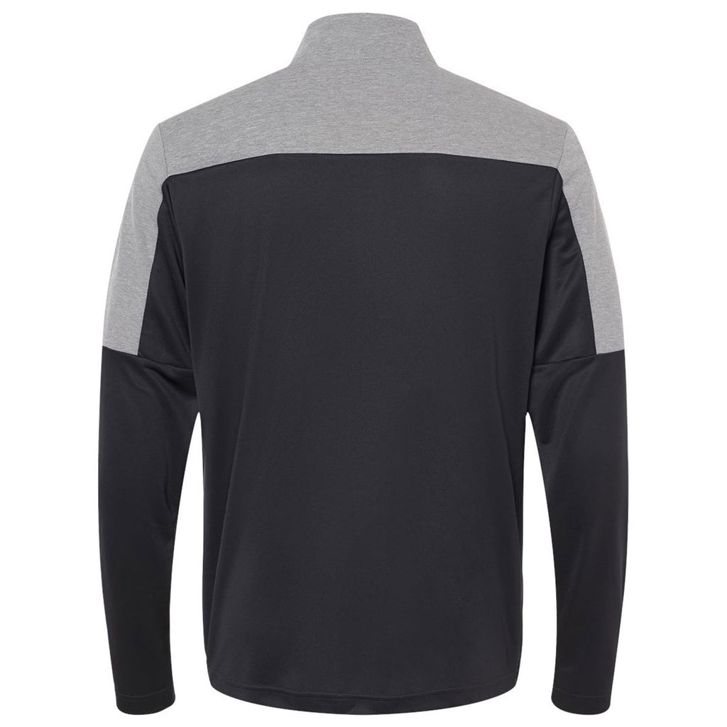 adidas Men's Black/Grey Three Melange Lightweight Quarter Zip Pullover