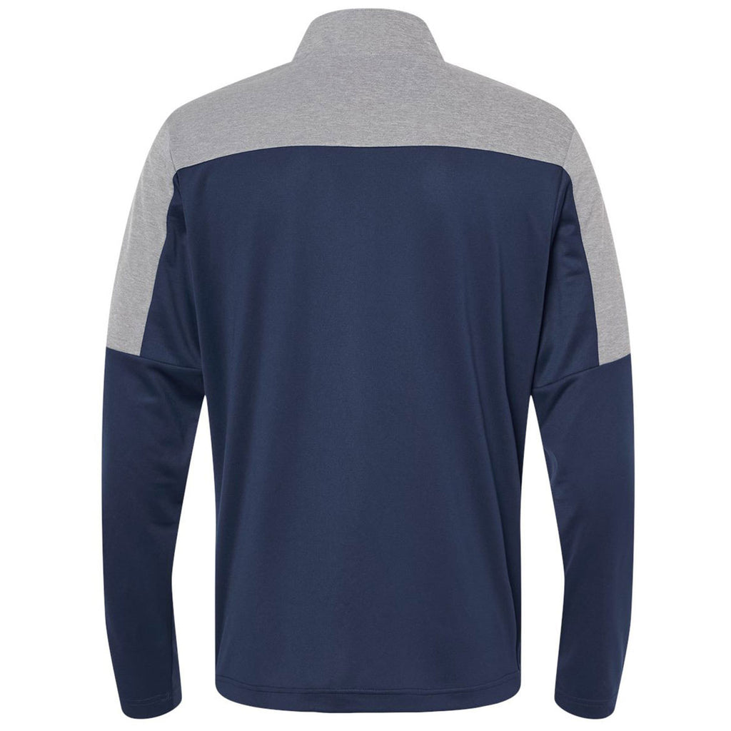 adidas Men's Collegiate Navy/Grey Three Melange Lightweight Quarter Zip Pullover