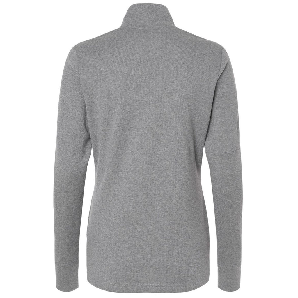 adidas Women's Grey Three Melance 3-Stripes Quarter Zip Pullover