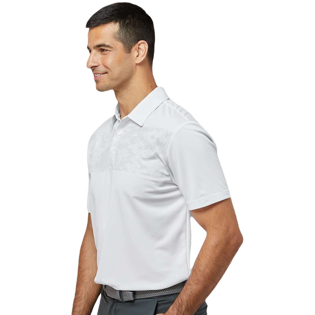 Adidas Men's White Camo Chest Print Polo