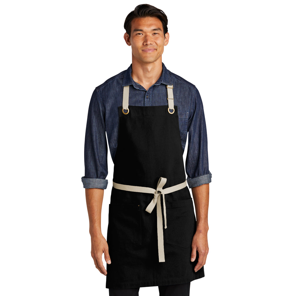 Port Authority Black/Stone Canvas Full-Length Two-Pocket Apron