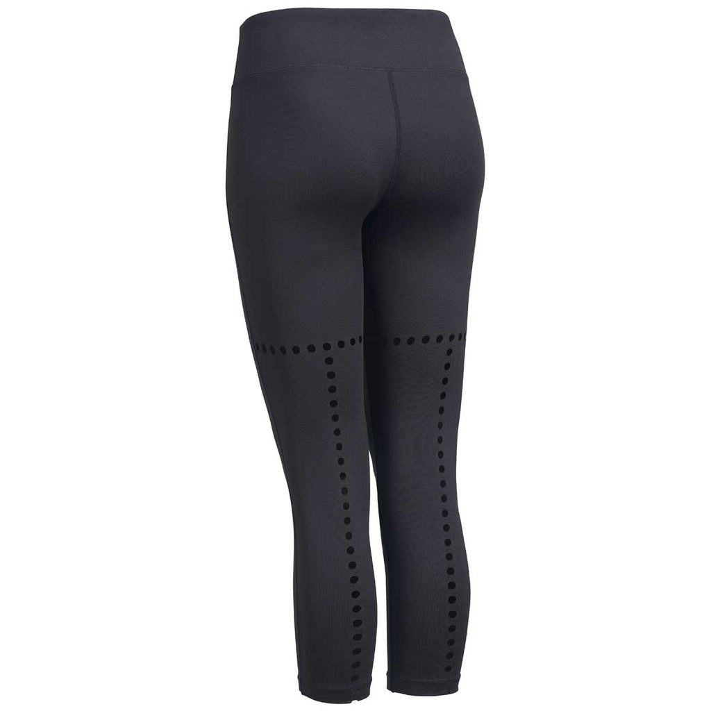 Expert Women's Black Faux Seam Laser Cut Capri