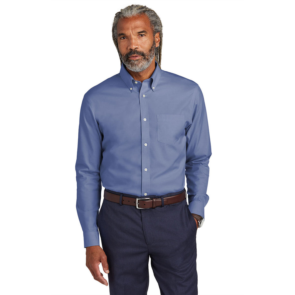 Brooks Brothers Men's Cobalt Blue Wrinkle-Free Stretch Pinpoint Shirt