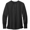 Brooks Brothers Women's Deep Black Open Neck Satin Blouse