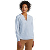 Brooks Brothers Women's Heritage Blue Open Neck Satin Blouse