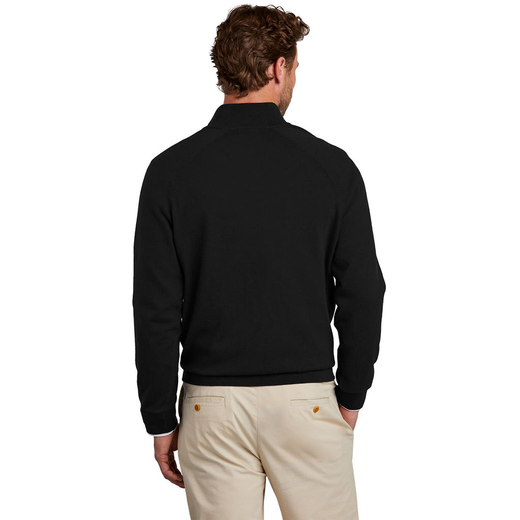 Brooks Brothers Men's Deep Black Cotton Stretch Quarter Zip Sweater