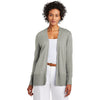 Brooks Brothers Women's Light Shadow Grey Heather Cotton Stretch Long Cardigan Sweater