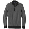 Brooks Brothers Men's Deep Black/Shadow Grey Washable Merino Birdseye 1/4 Zip Sweater