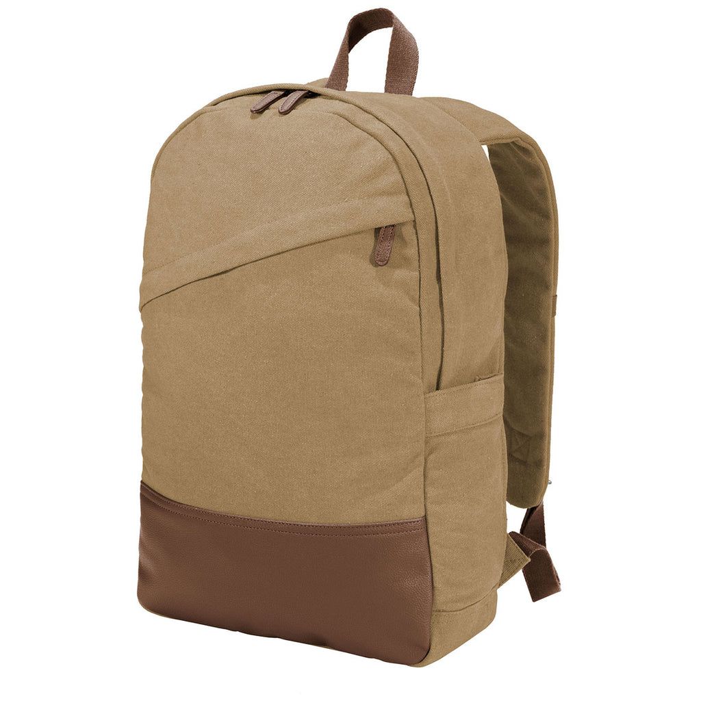 Port Authority Desert Khaki Cotton Canvas Backpack