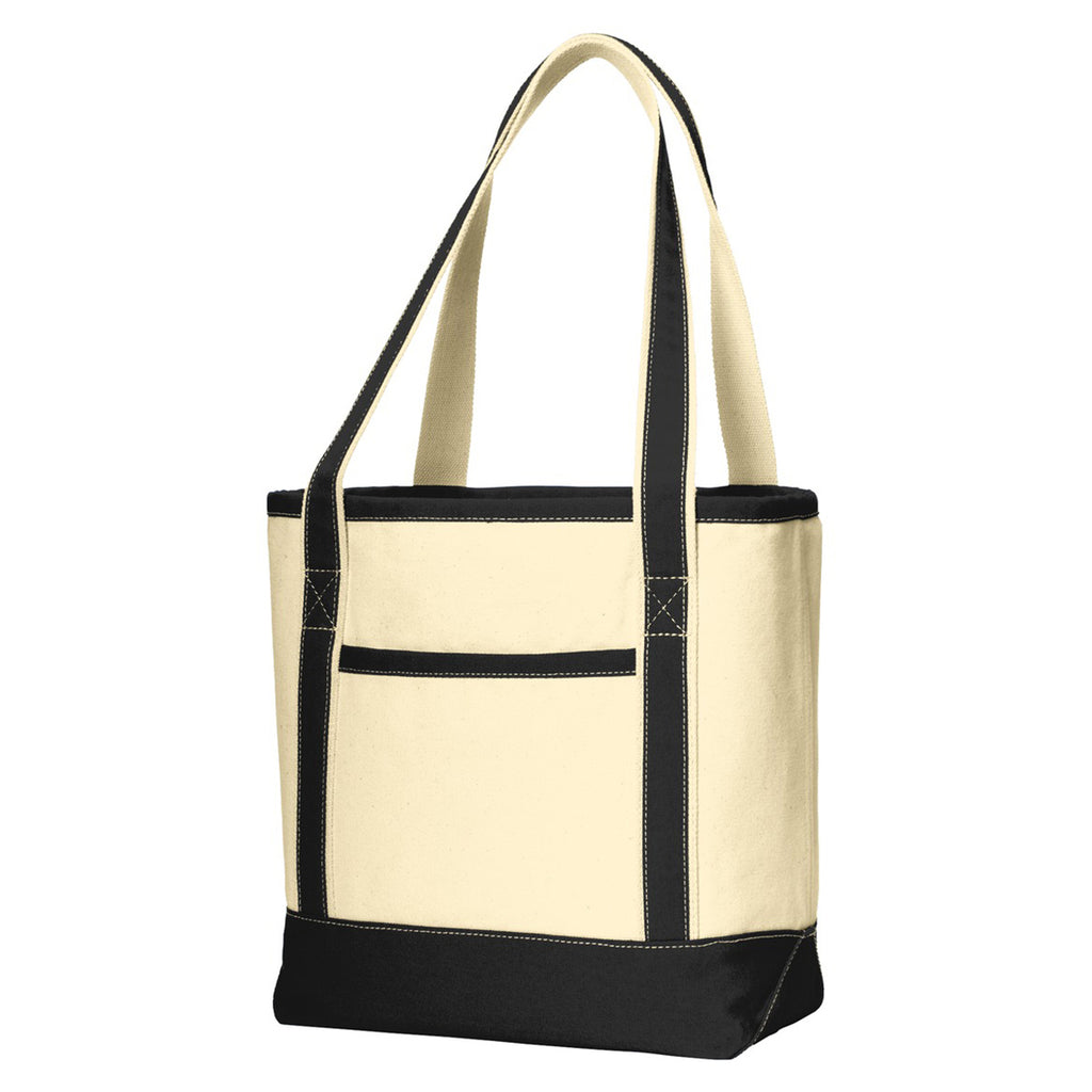 Port Authority Natural/Black Medium Cotton Canvas Tote