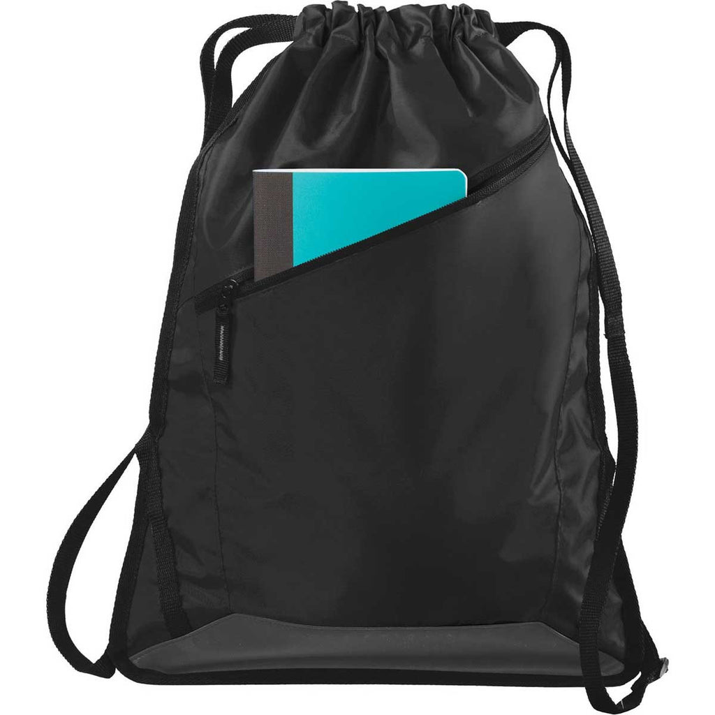 Port Authority Black/Black Zip-It Cinch Pack