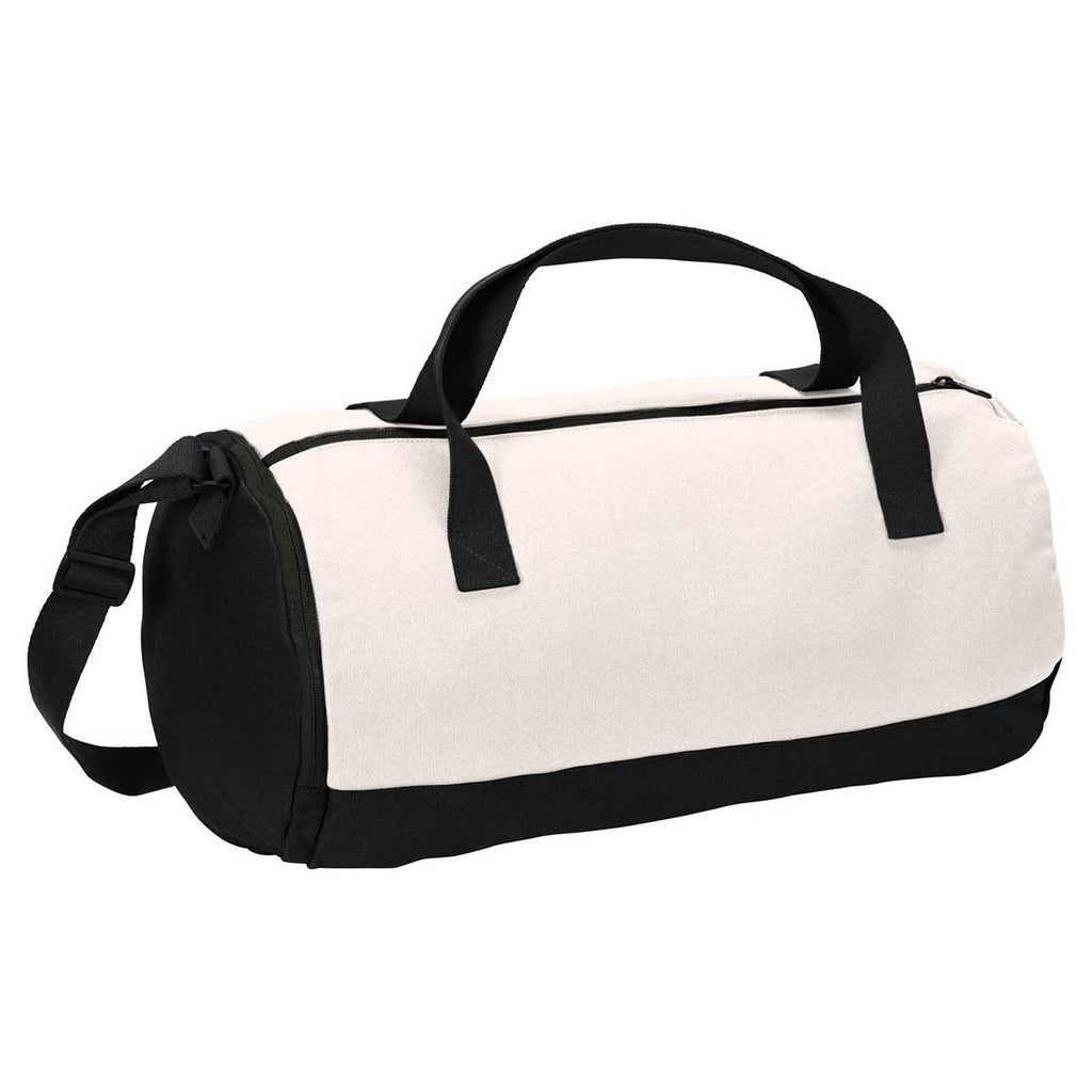 Port Authority Black/Soft White Cotton Barrel Duffel