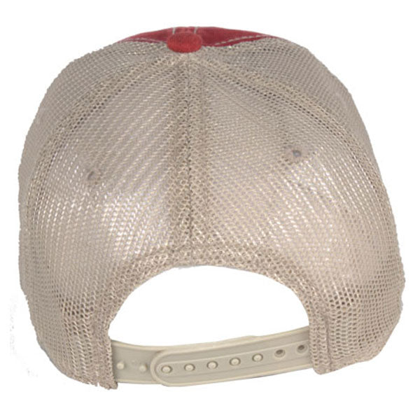 AHEAD University Cardinal/Tan Tea Stained Mesh Back Cap