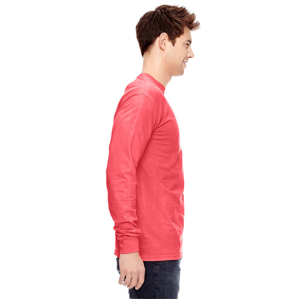 Comfort Colors Men's Neon Red Orange 6.1 Oz. Long-Sleeve T-Shirt