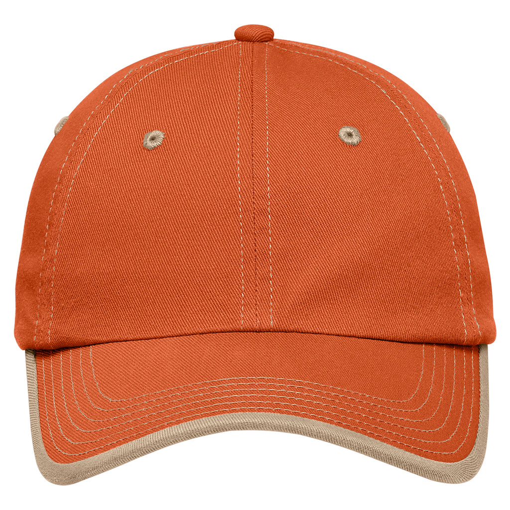 Port Authority Burnt Orange/Light Sand Vintage Washed Contrast Stitch Cap