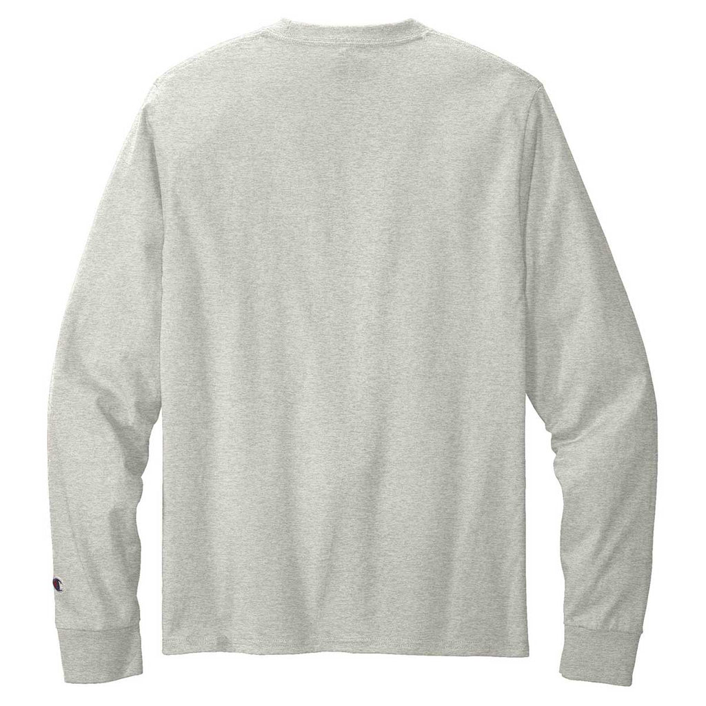 Champion Men's Oxford Grey Heritage 5.2-oz Jersey Long Sleeve Tee