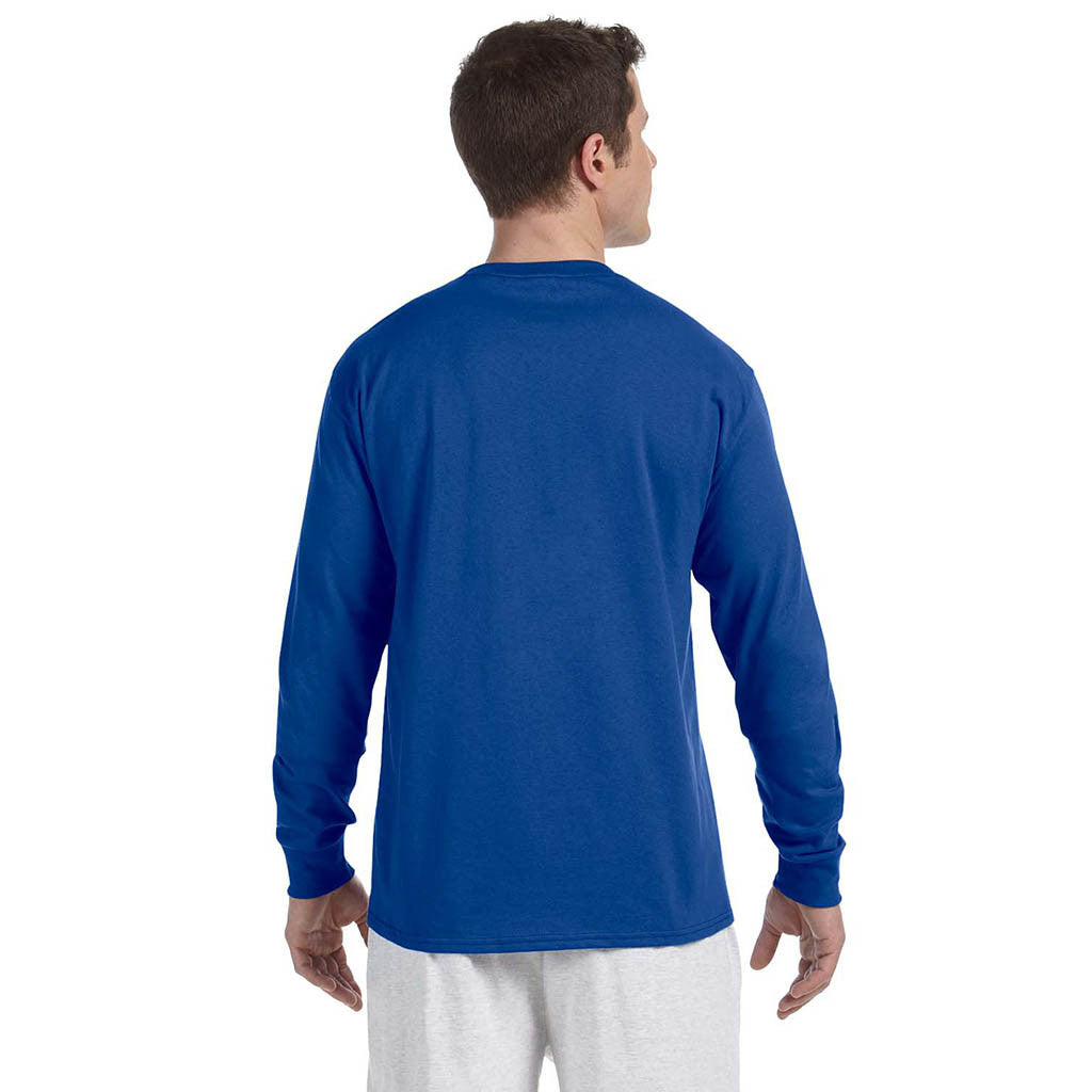 Champion Men's 5.2 oz Royal Blue L/S Tagless T-Shirt