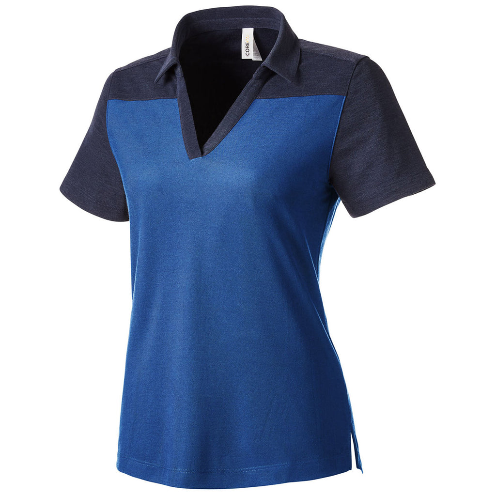 Core 365 Women's True Royal/Classic Navy Heather Fusion ChromaSoft Colorblock Polo