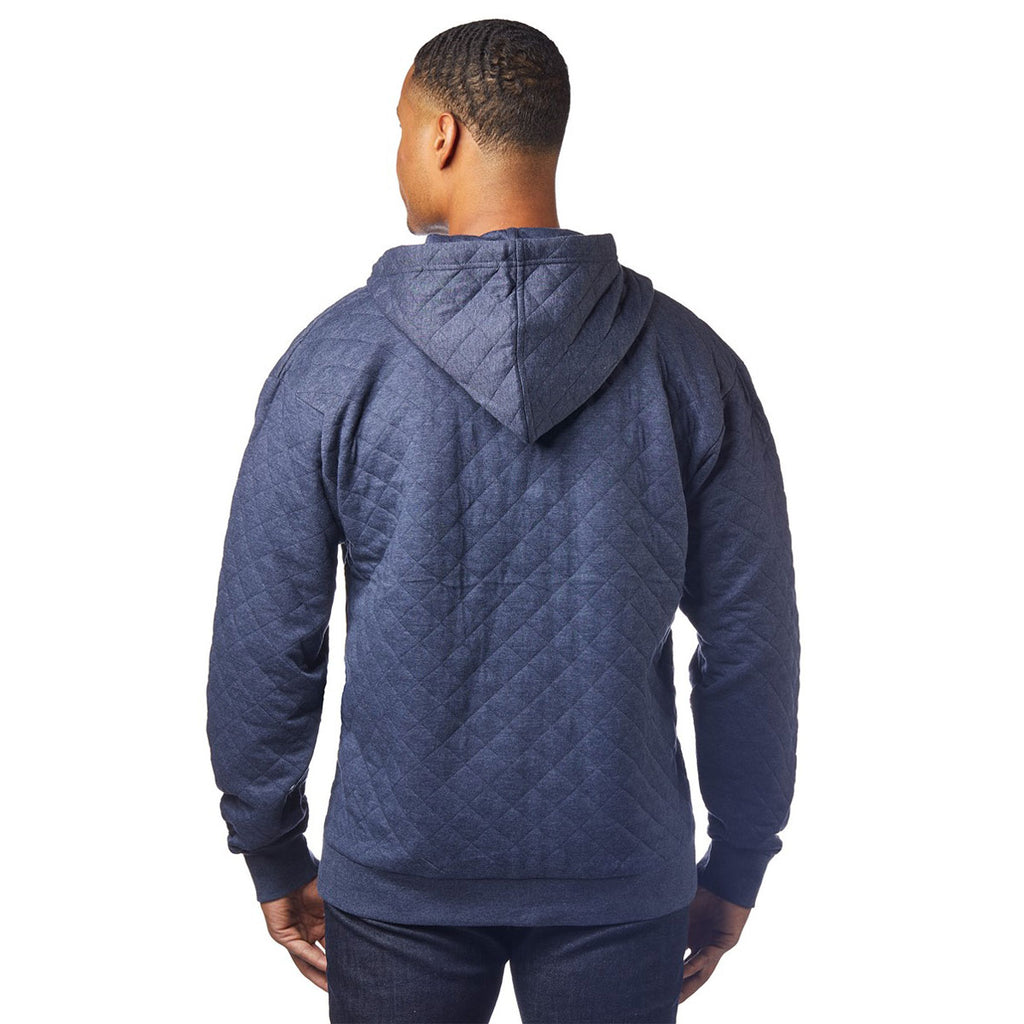 Landway Men's Heather Navy Kingsley Quilted Fleece Hoodie